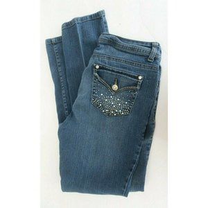 STYLE & CO. Jeans Women's Size 6 Curvy Slim Leg Medium Denim Blue Bling Pockets